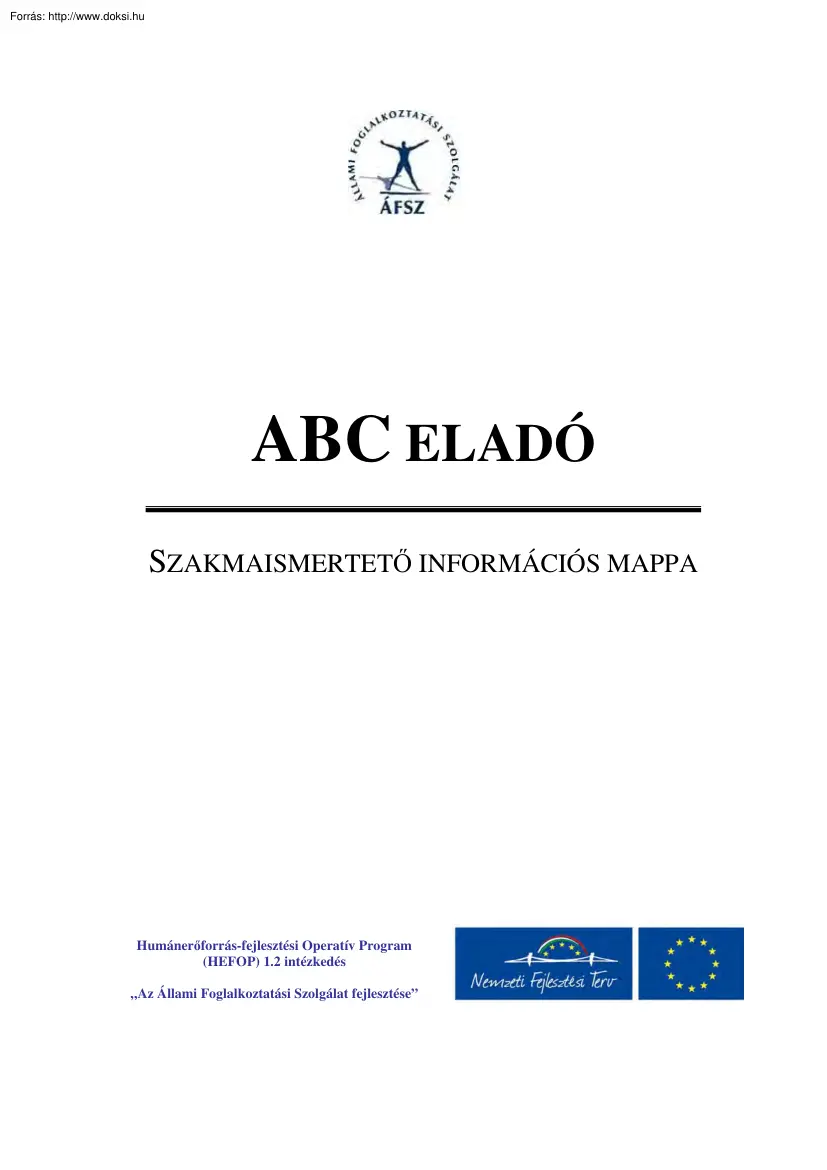 ABC eladó, szakmaismertető információs mappa