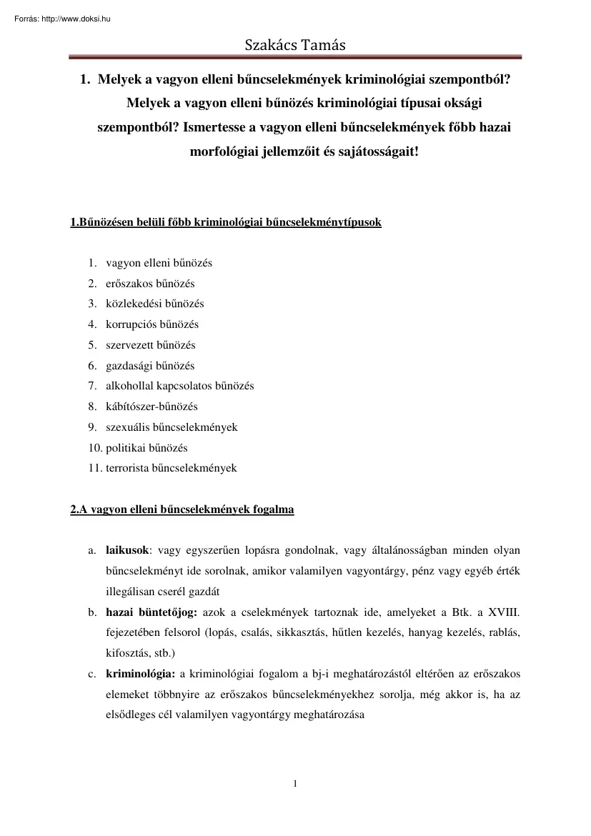 Szakács Tamás - Szakkriminológia