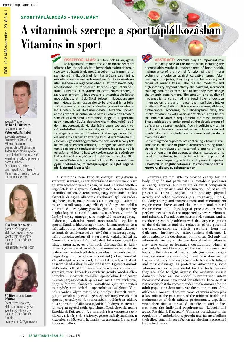 A vitaminok szerepe a sporttáplálkozásban