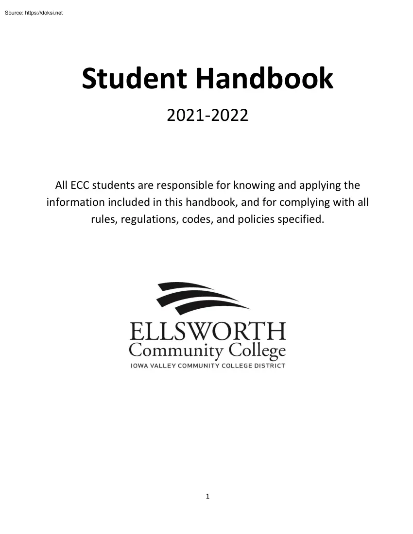 Ellsworth Community College, Student Handbook