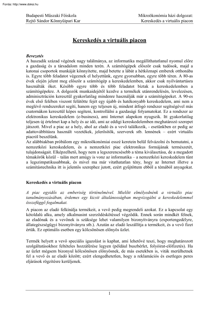 Fülöp Márk - Kereskedés a virtuális piacon