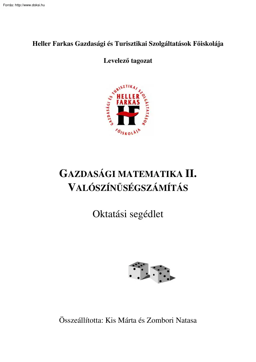 Kis-Zombori - Valószínűségszámítás elmélet