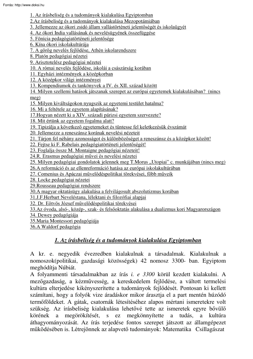 Pedagógia tételek, 2000