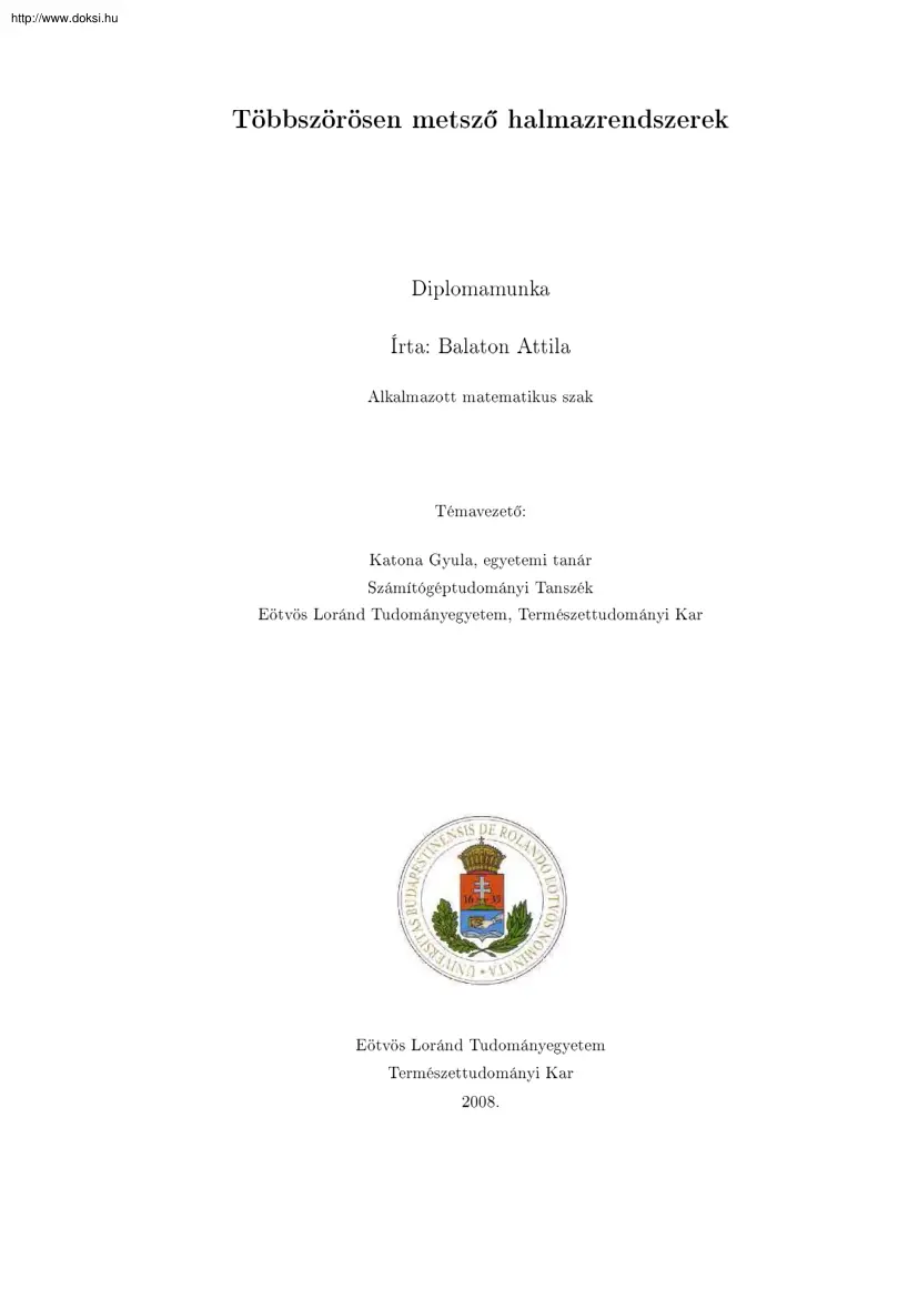 Balaton Attila - Többszörösen metsző halmazrendszerek, diplomamunka