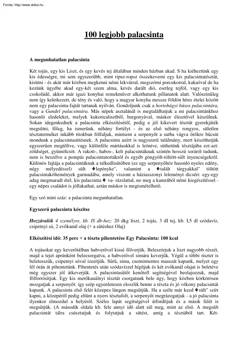 A 100 legjobb palacsinta