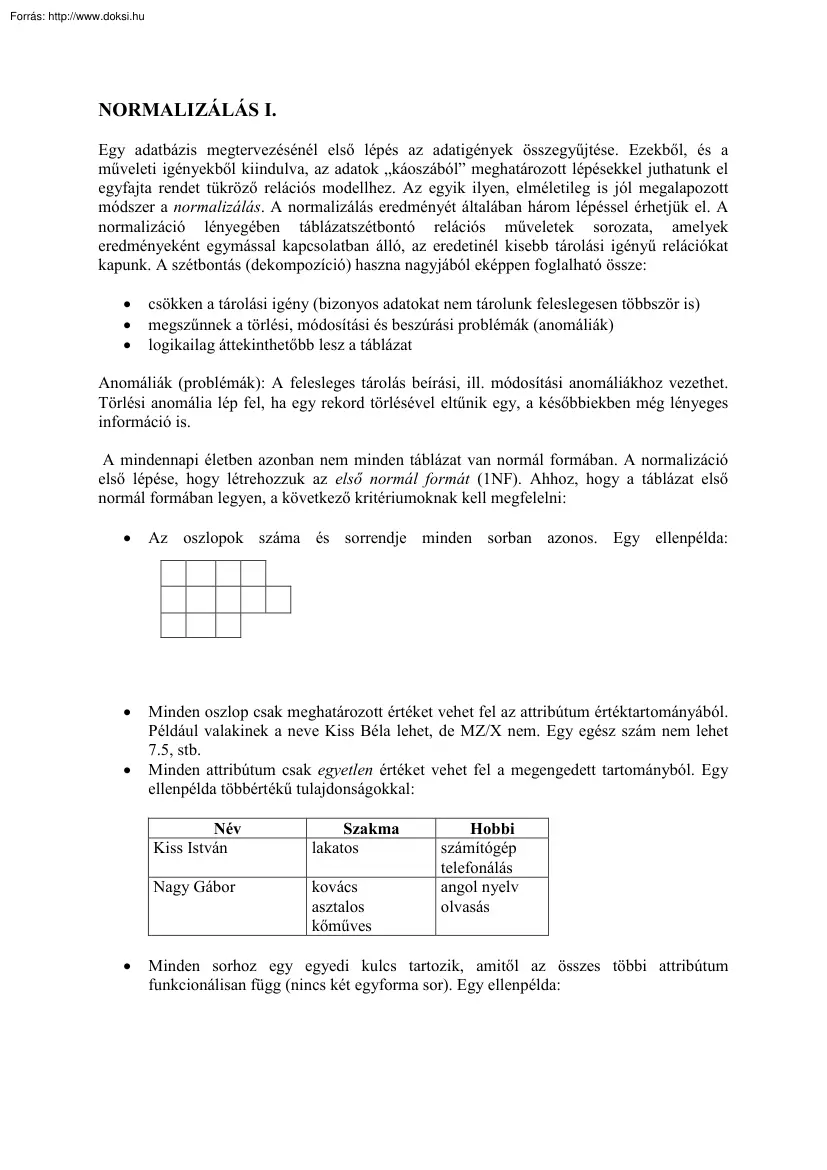 A normalizálásról