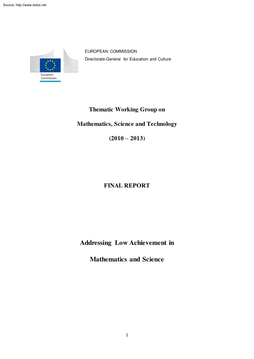 Addressing Low Achievement in Mathematics and Science