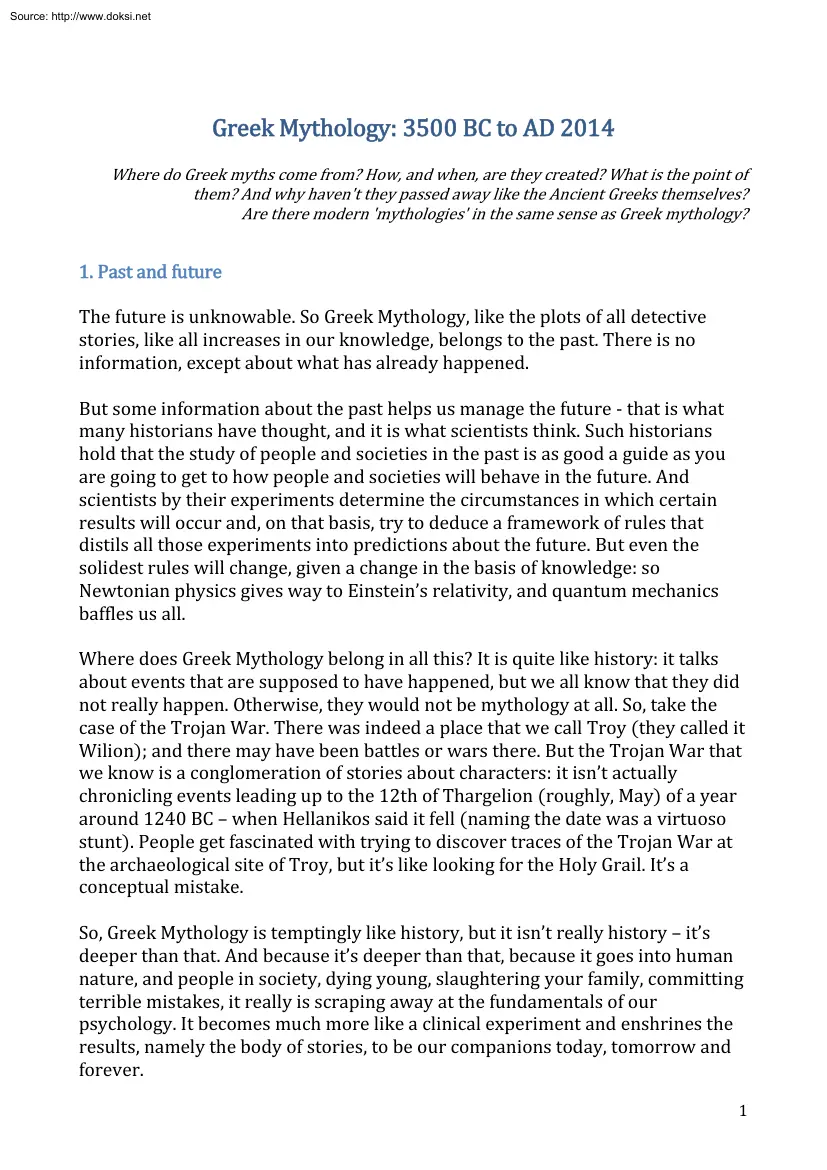 Greek Mythology 3500 BC to AD 2014