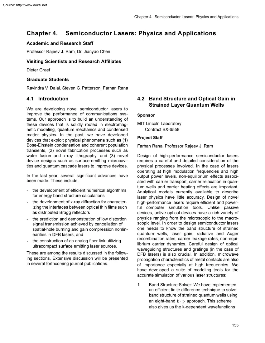 Ram-Chen - Semiconductor Lasers, Physics and Applications