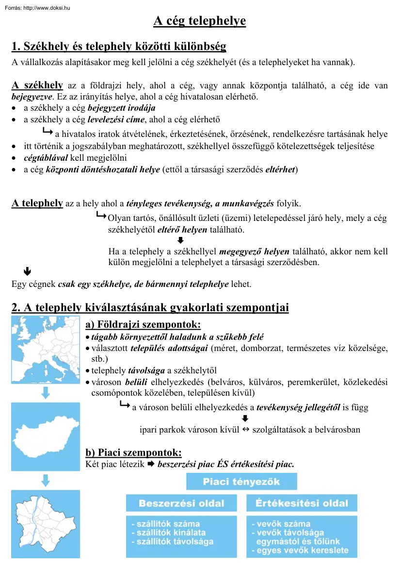 A cég telephelye