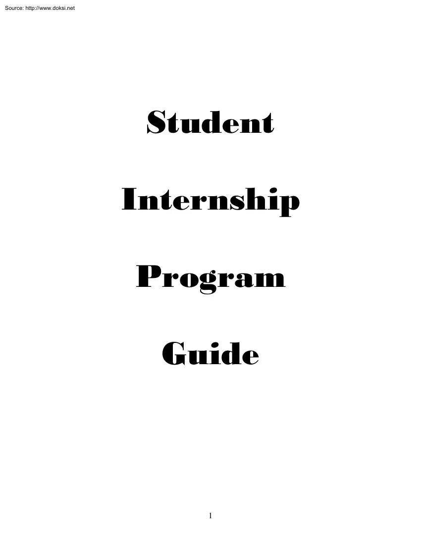 Student Internship Program Guide