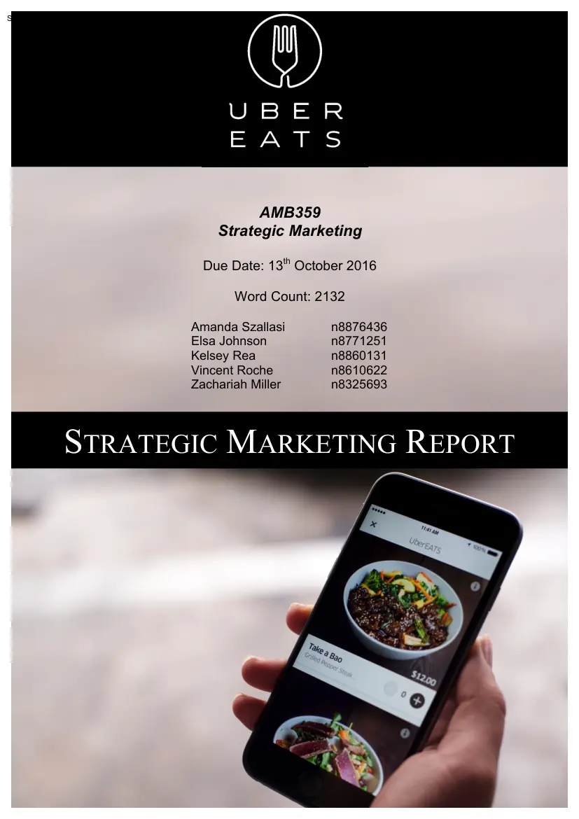 AMB359 Strategic Marketing, Uber Eats