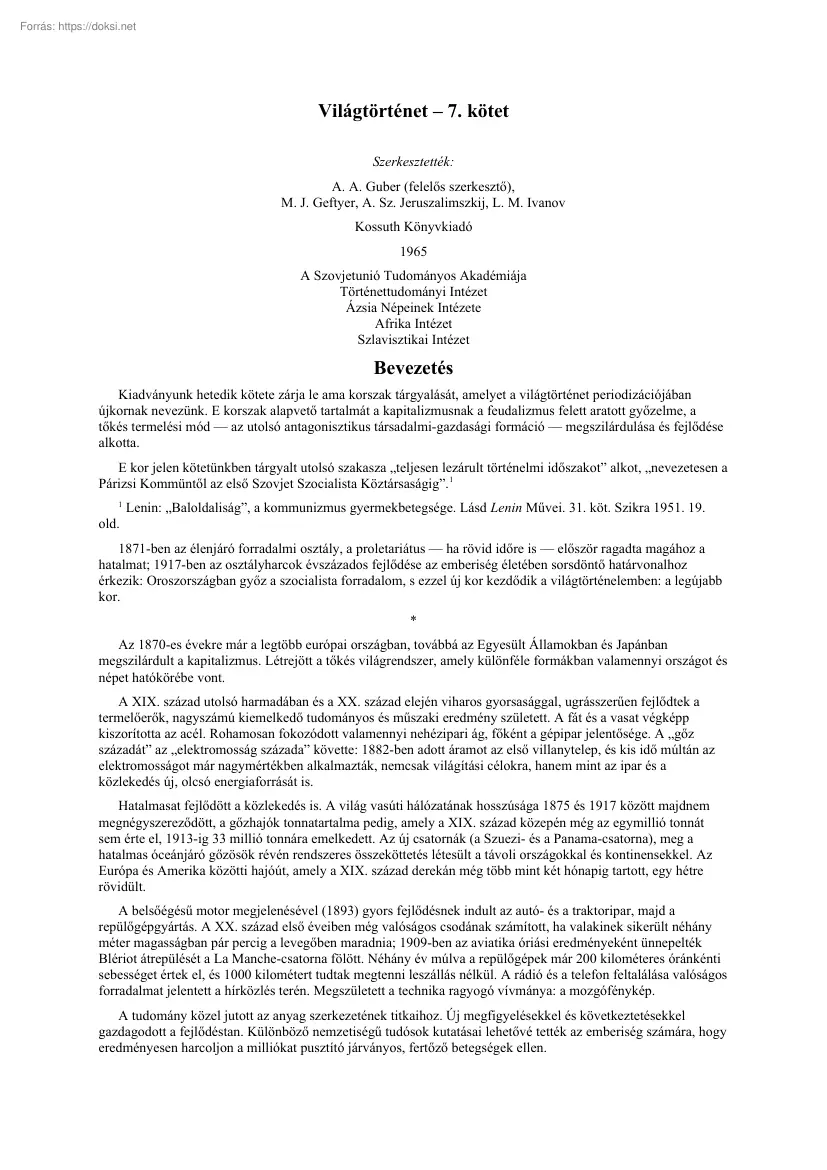 Világtörténet, 7. kötet