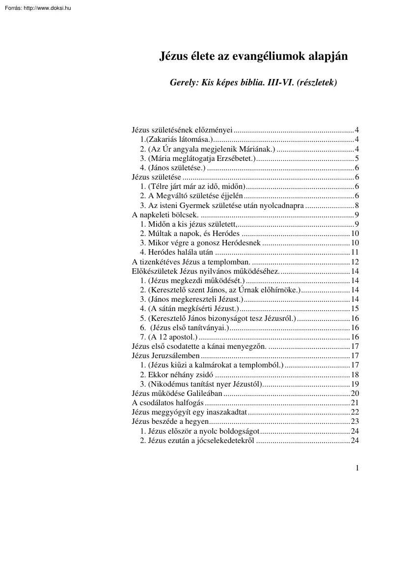 Jézus élete az evangéliumok alapján