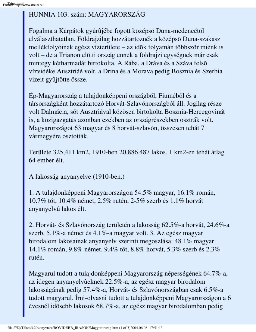 A történelmi Magyarországról számokban