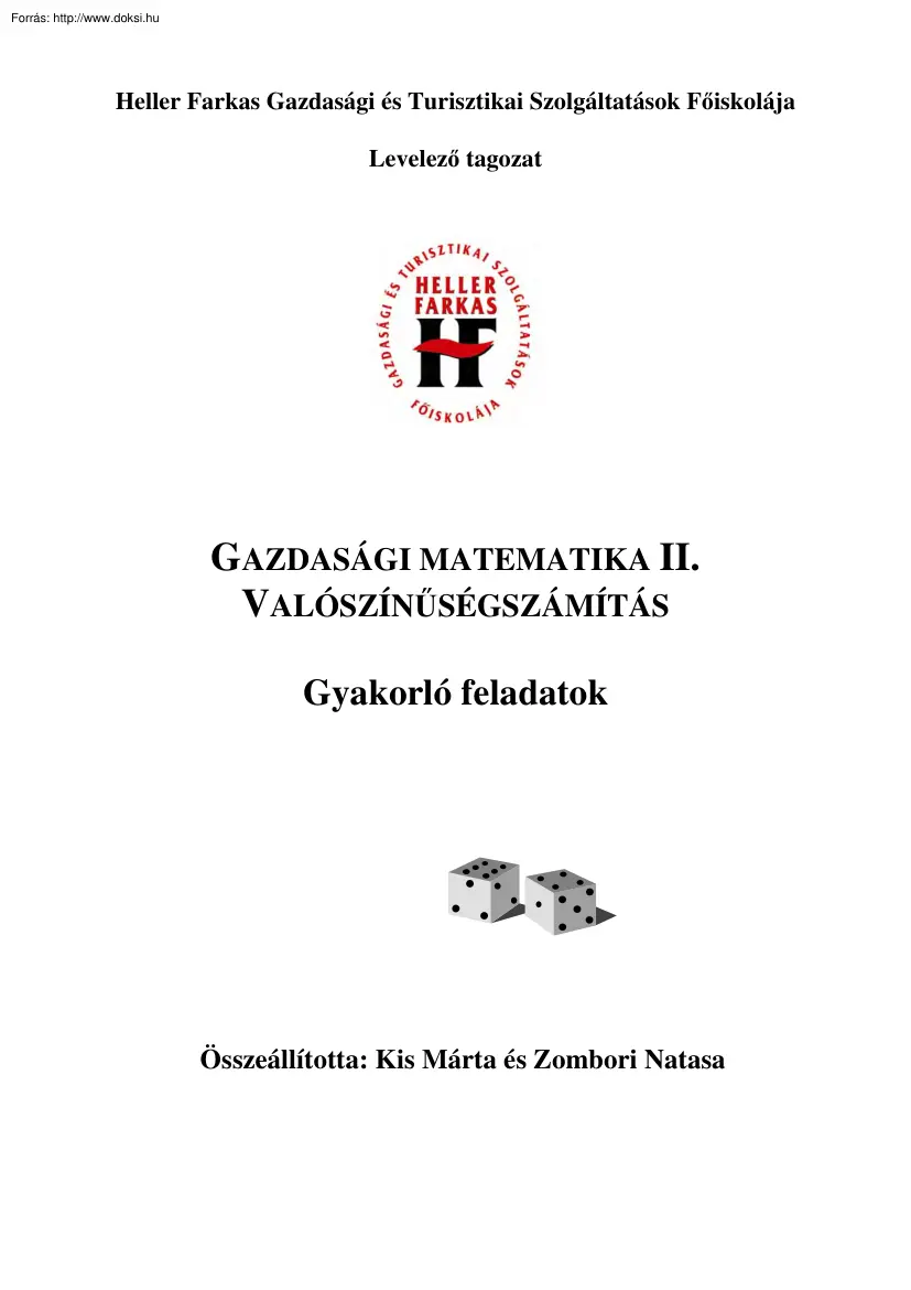Kis-Zombori - Valószínűségszámítás feladatok, megoldással