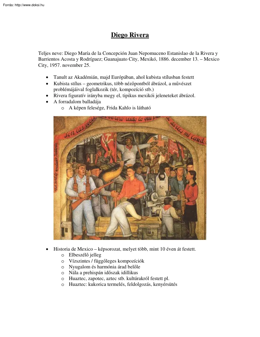 Diego Rivera munkássága