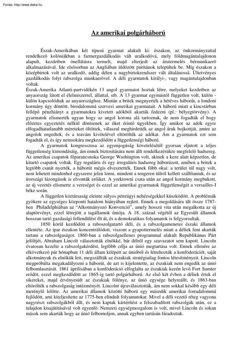 Kun Judit -  Az amerikai polgárháború