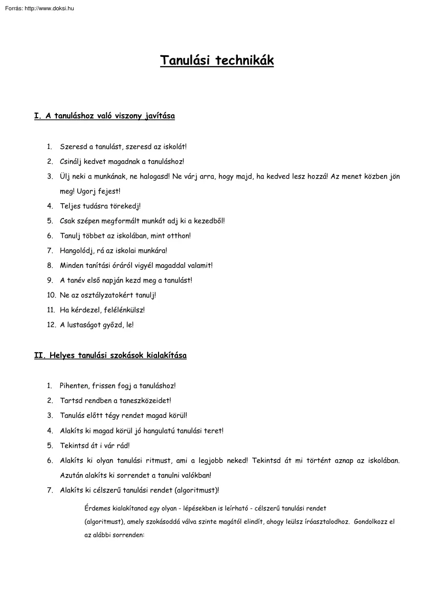 Tanulási technikák