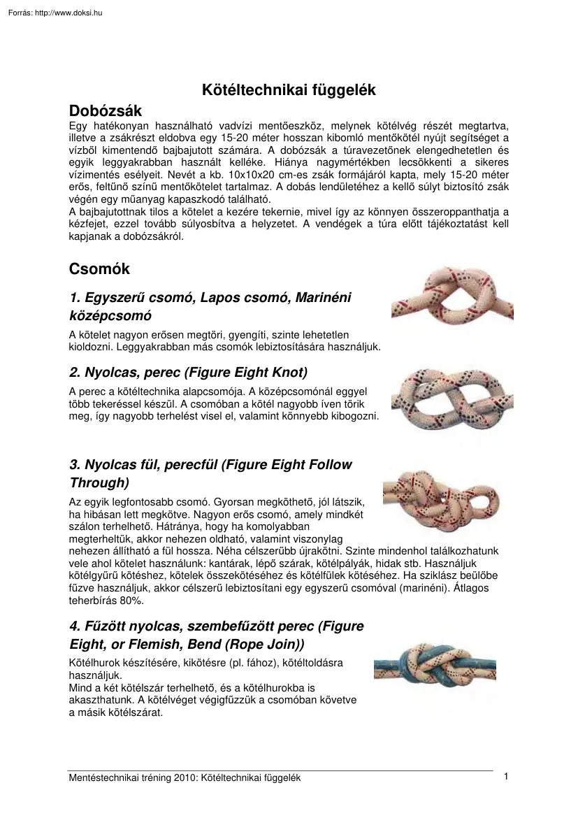 Kötéltechnikai függelék