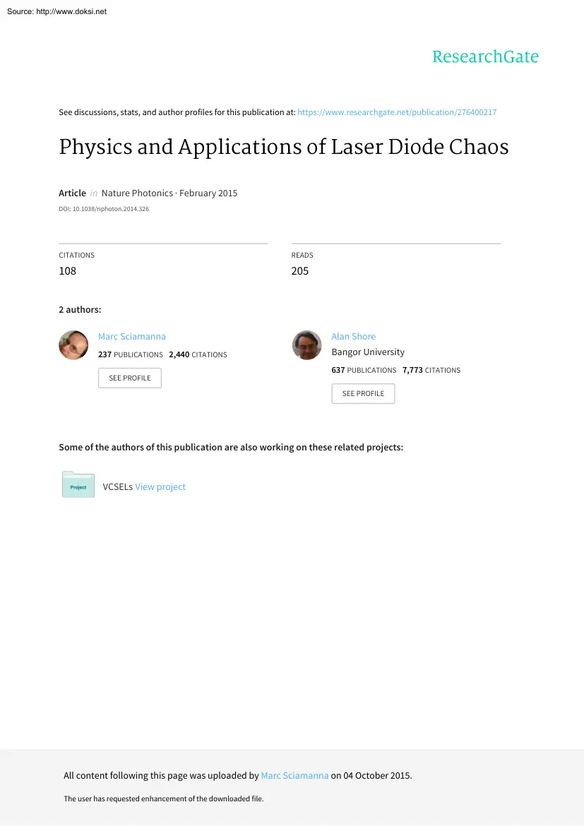 Sciamanna-Shore - Physics and Applications of Laser Diode Chaos