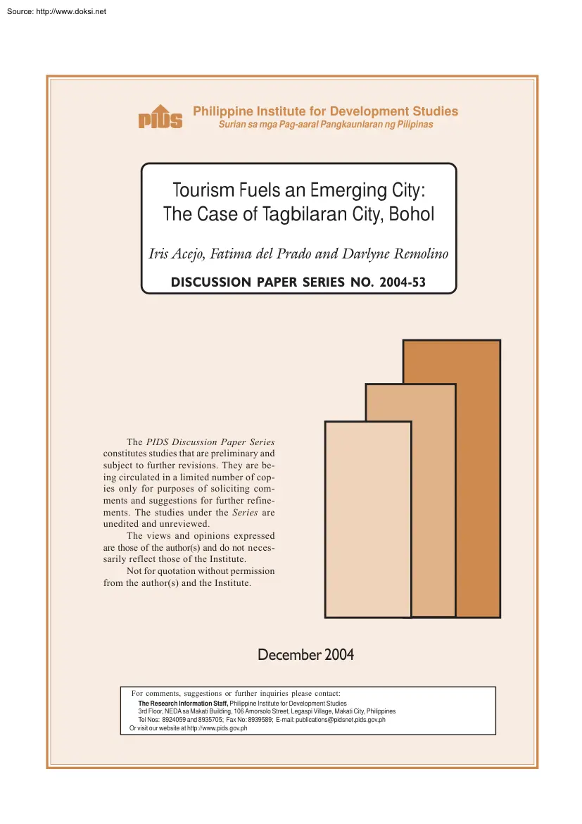 Acejo-Prado-Remolino - Tourism Fuels an Emerging City, The Case of Tagbilaran City, Bohol
