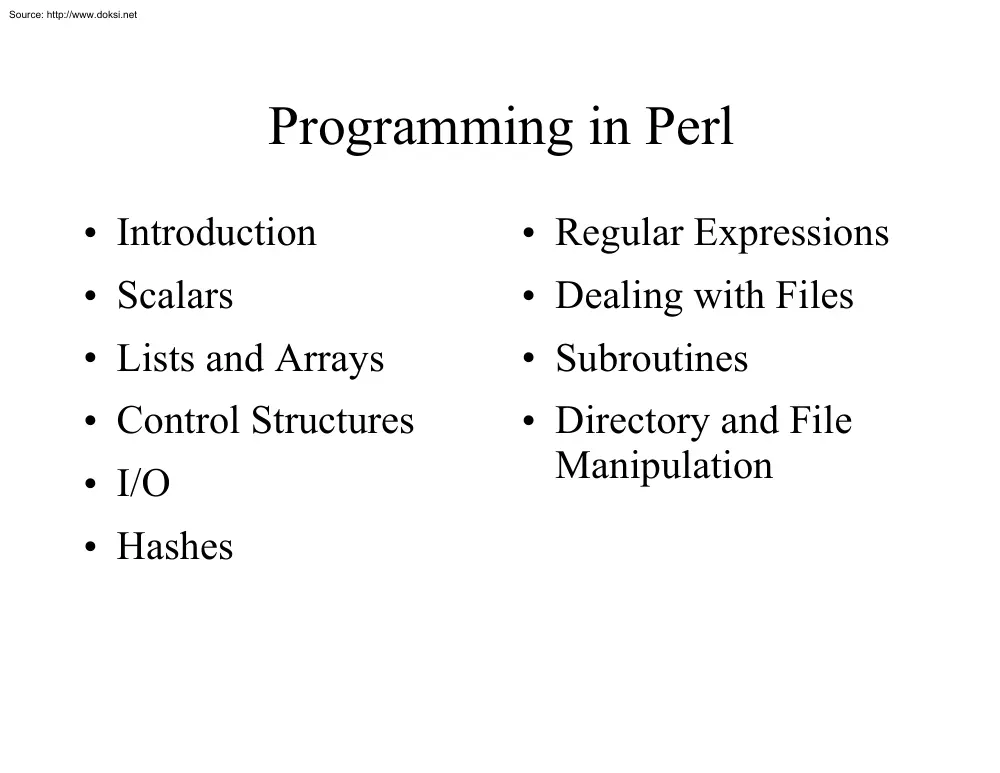 Programming in Perl