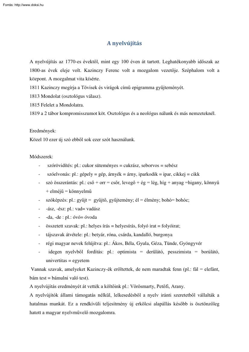 A nyelvújítás