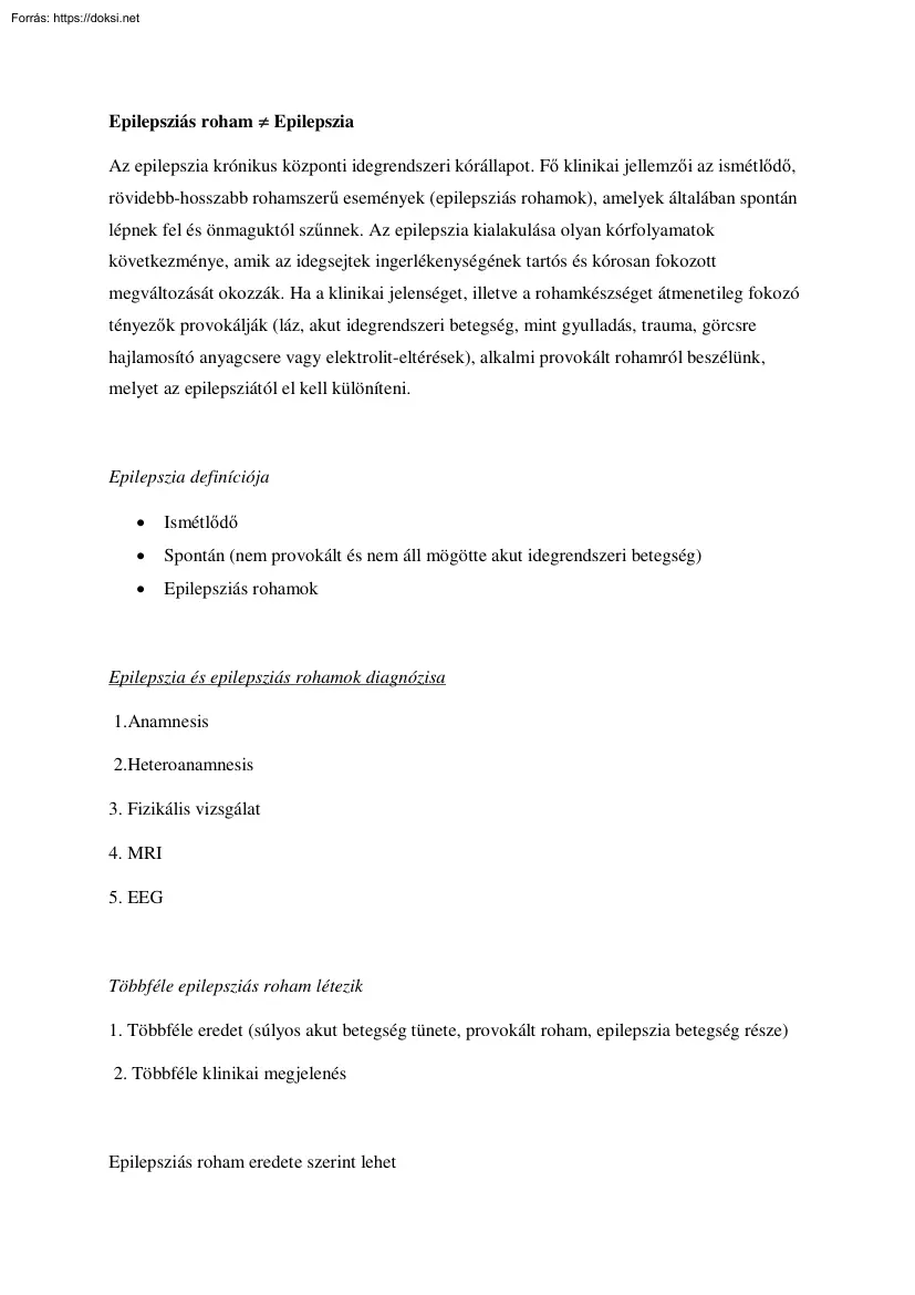 Epilepsziás roham, Epilepszia
