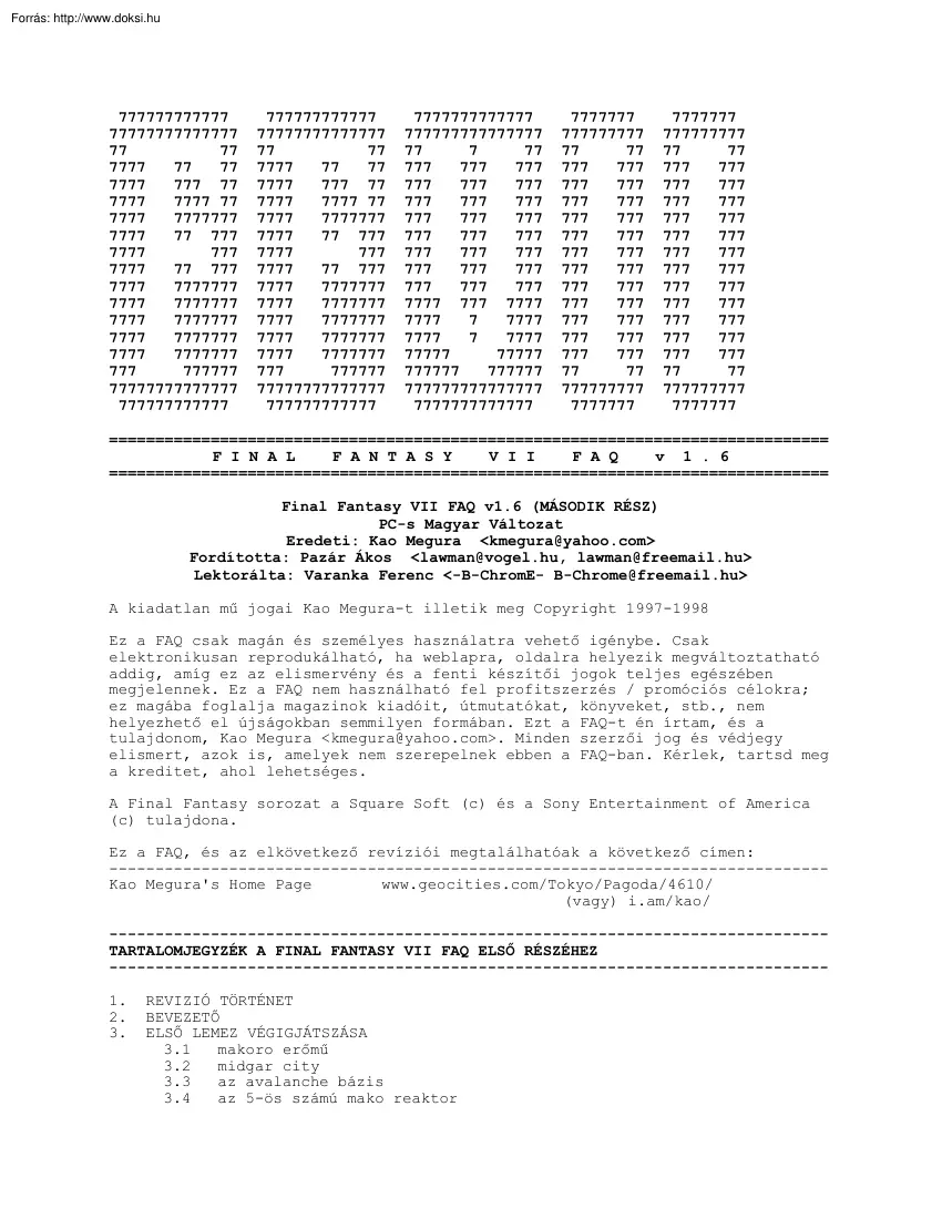 Final Fantasy 7 végigjátszás