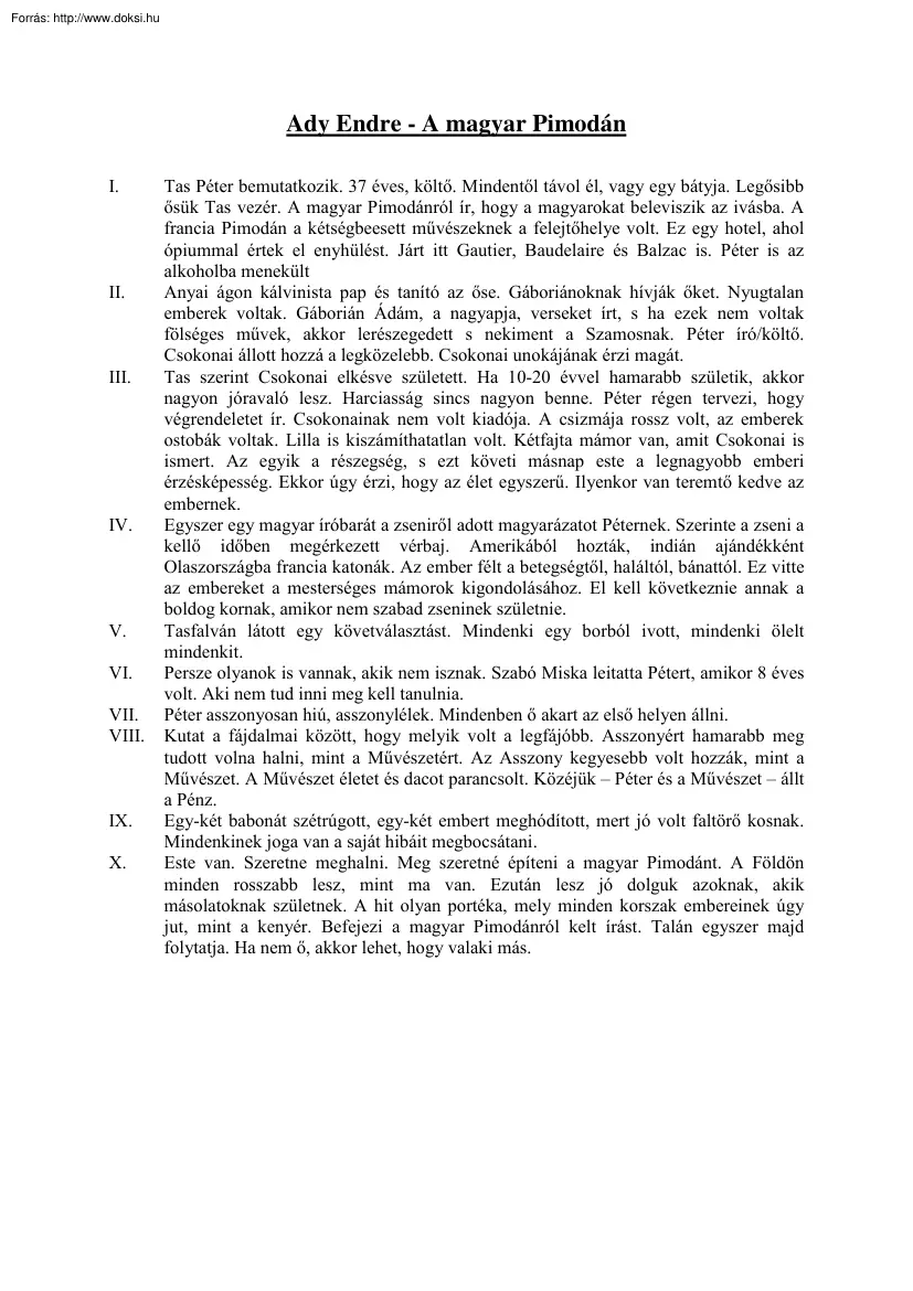 Ady Endre - A magyar Pimodán