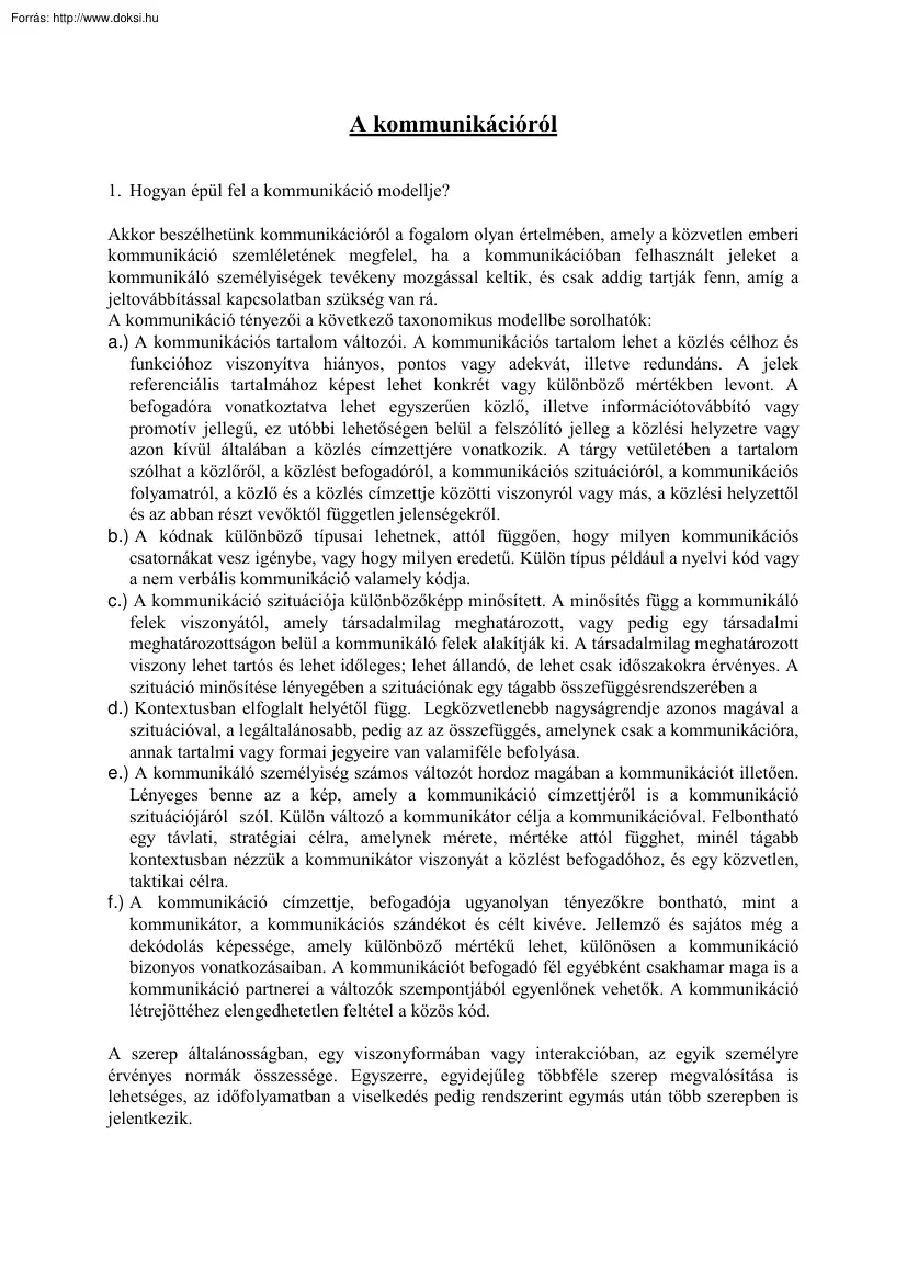 A kommunikációról