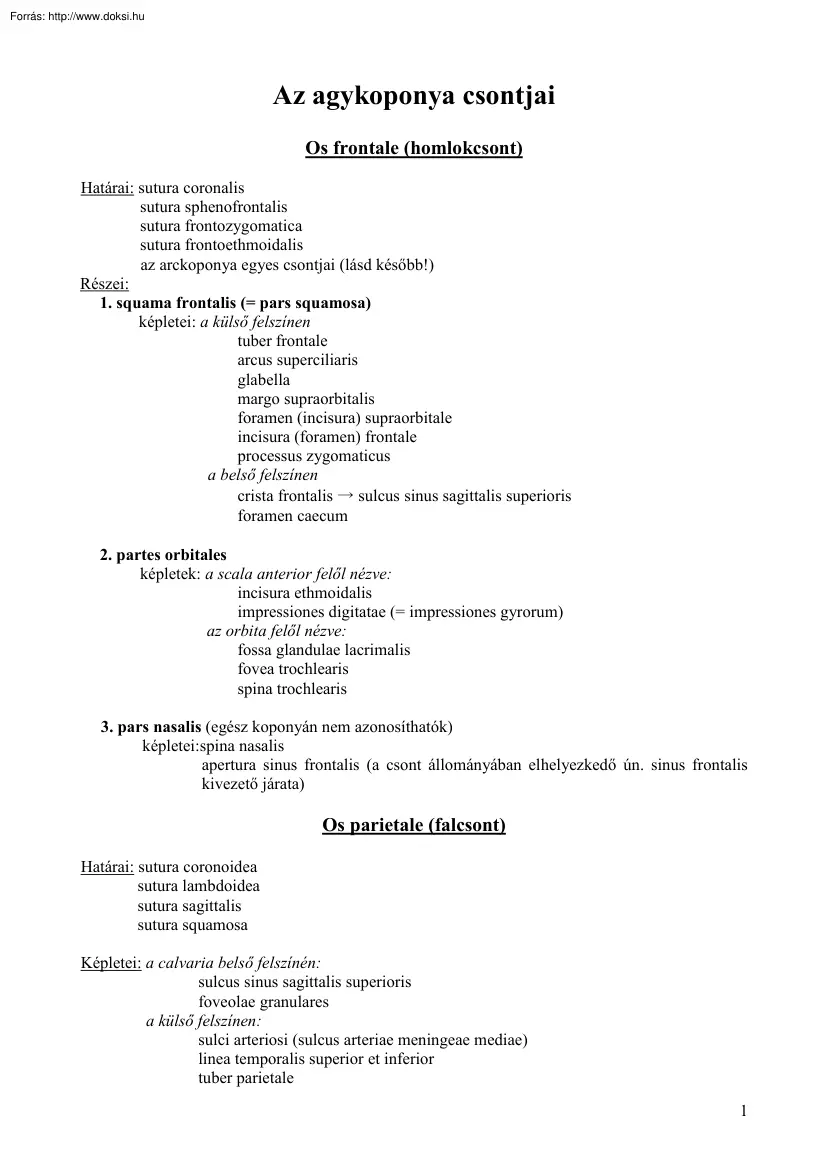 Az agykoponya csontjai