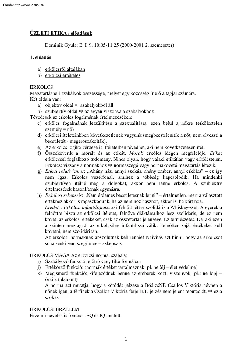 Az üzleti etikáról