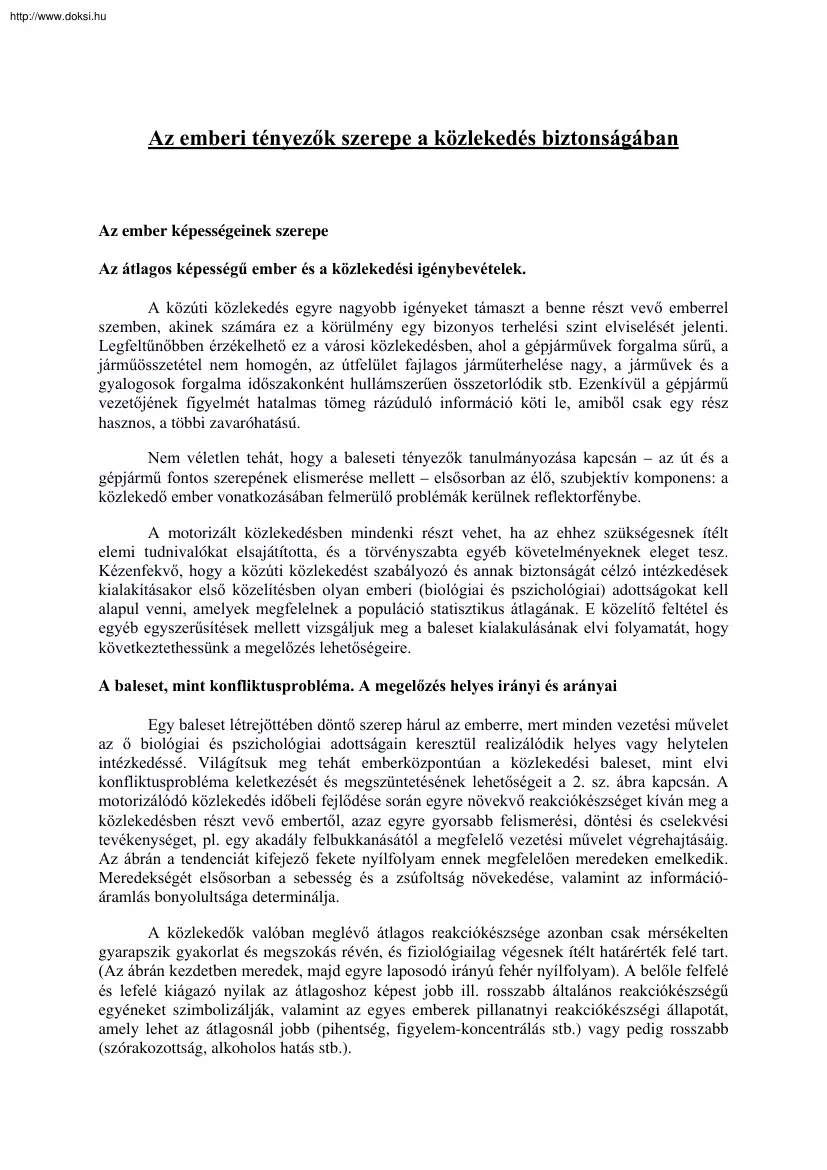 Az emberi tényezők szerepe a közlekedés biztonságában