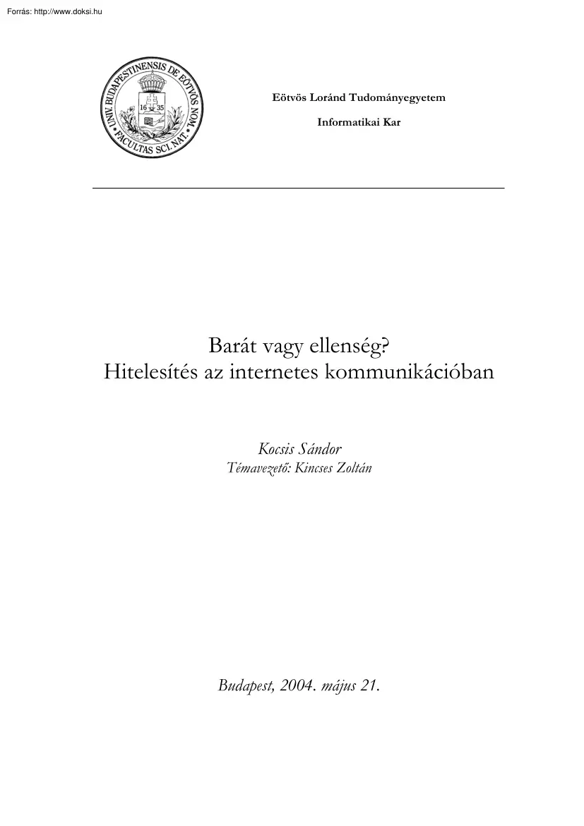 Kocsis Sándor - Hitelesítés az internetes kommunikációban
