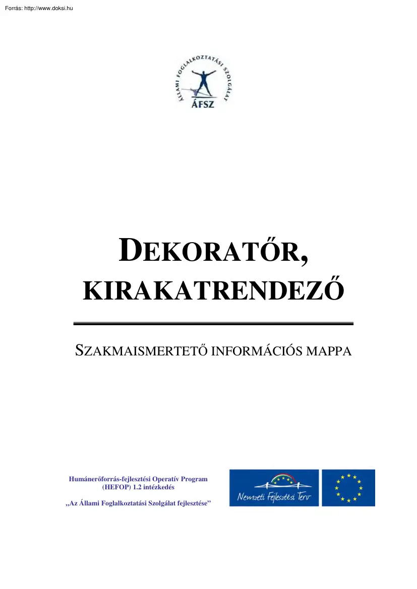Dekoratőr, kirakatrendező, szakmaismertető információs mappa