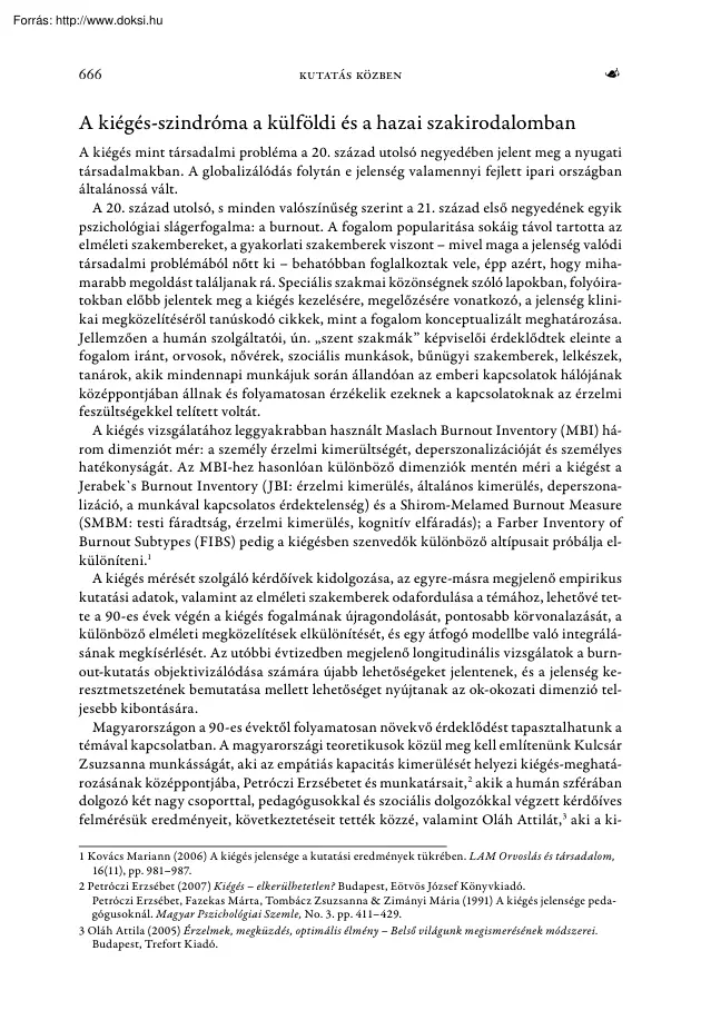 Bordás Andrea - A kiégés-szindróma a külföldi és a hazai szakirodalomban