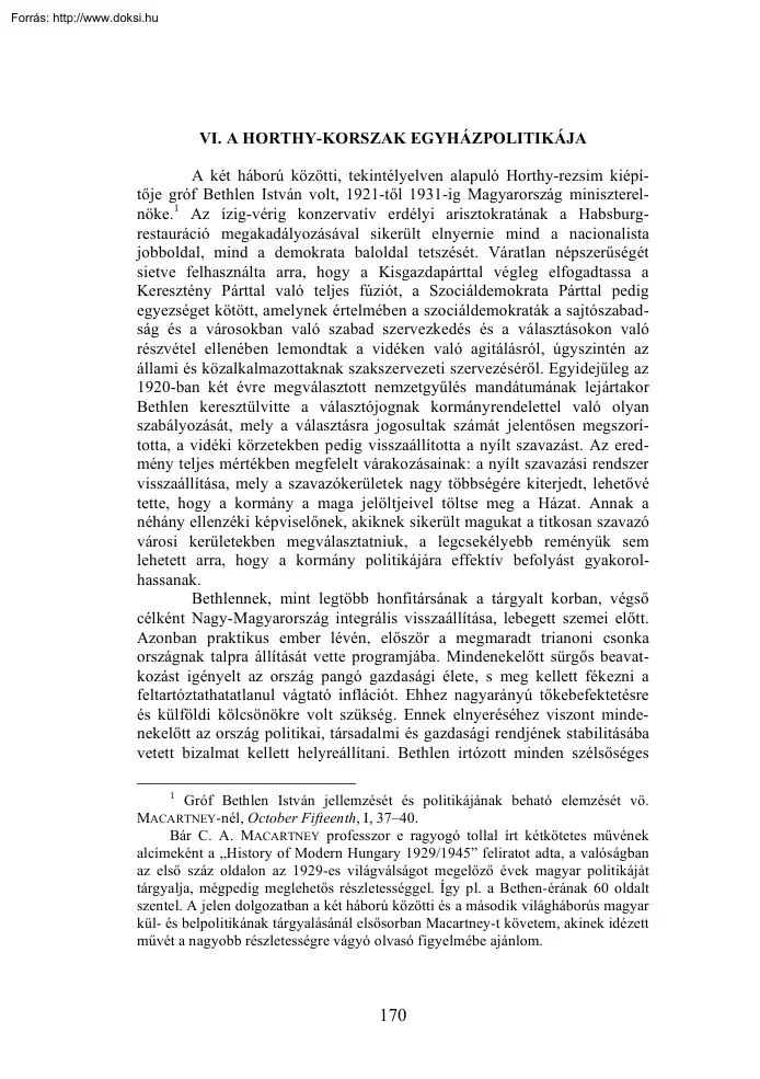 A Horthy-korszak egyházpolitikája