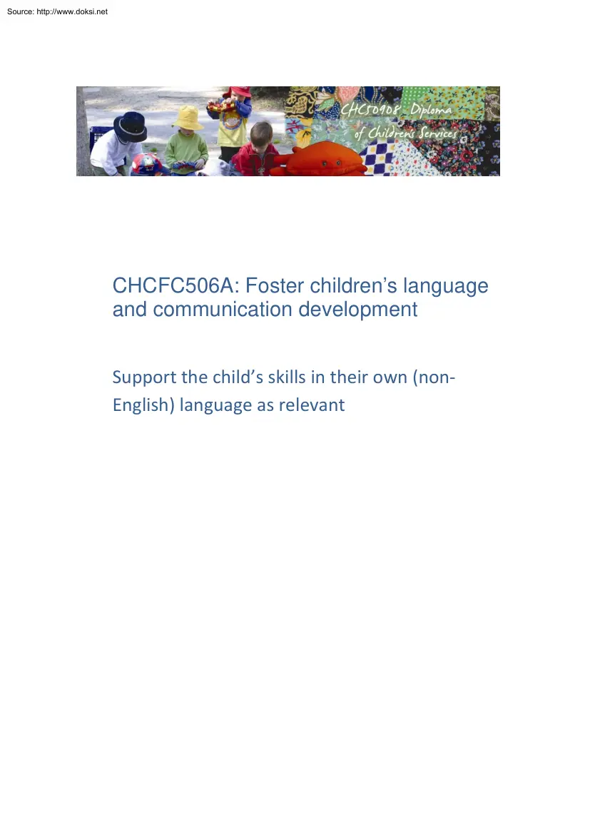 Foster Childrens Language and Communication Development
