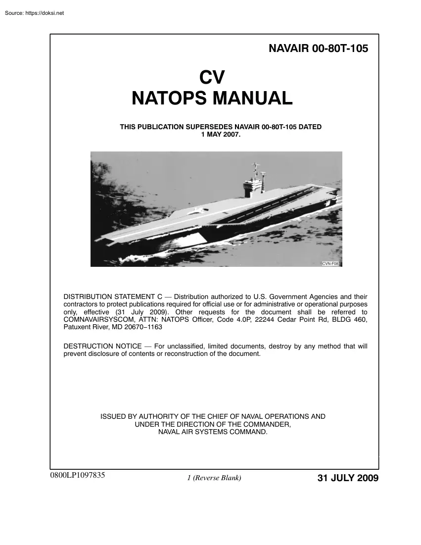 Navair 00-80T-105, Natops Manual