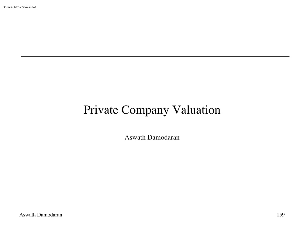 Aswath Damodaran - Private Company Valuation