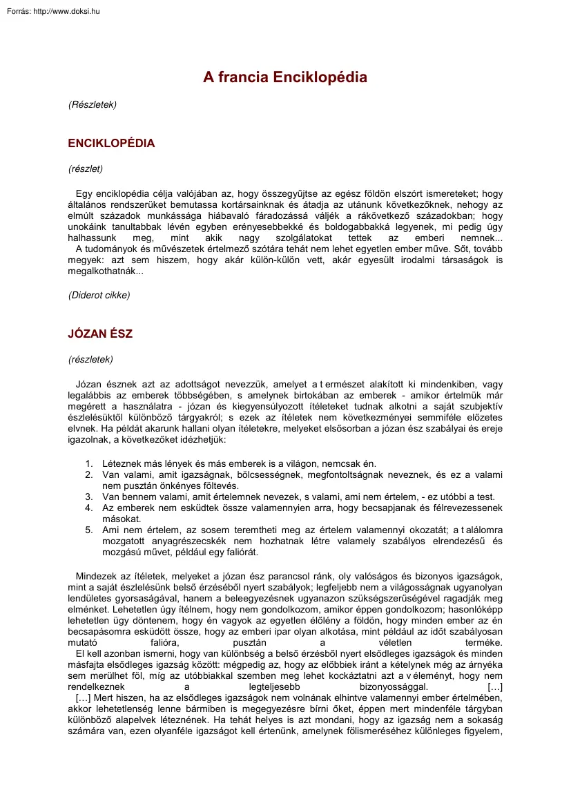 A francia enciklopédia (részletek)