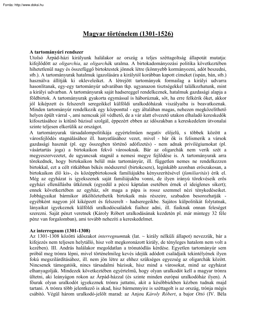 Magyar történelem (1301-1526)