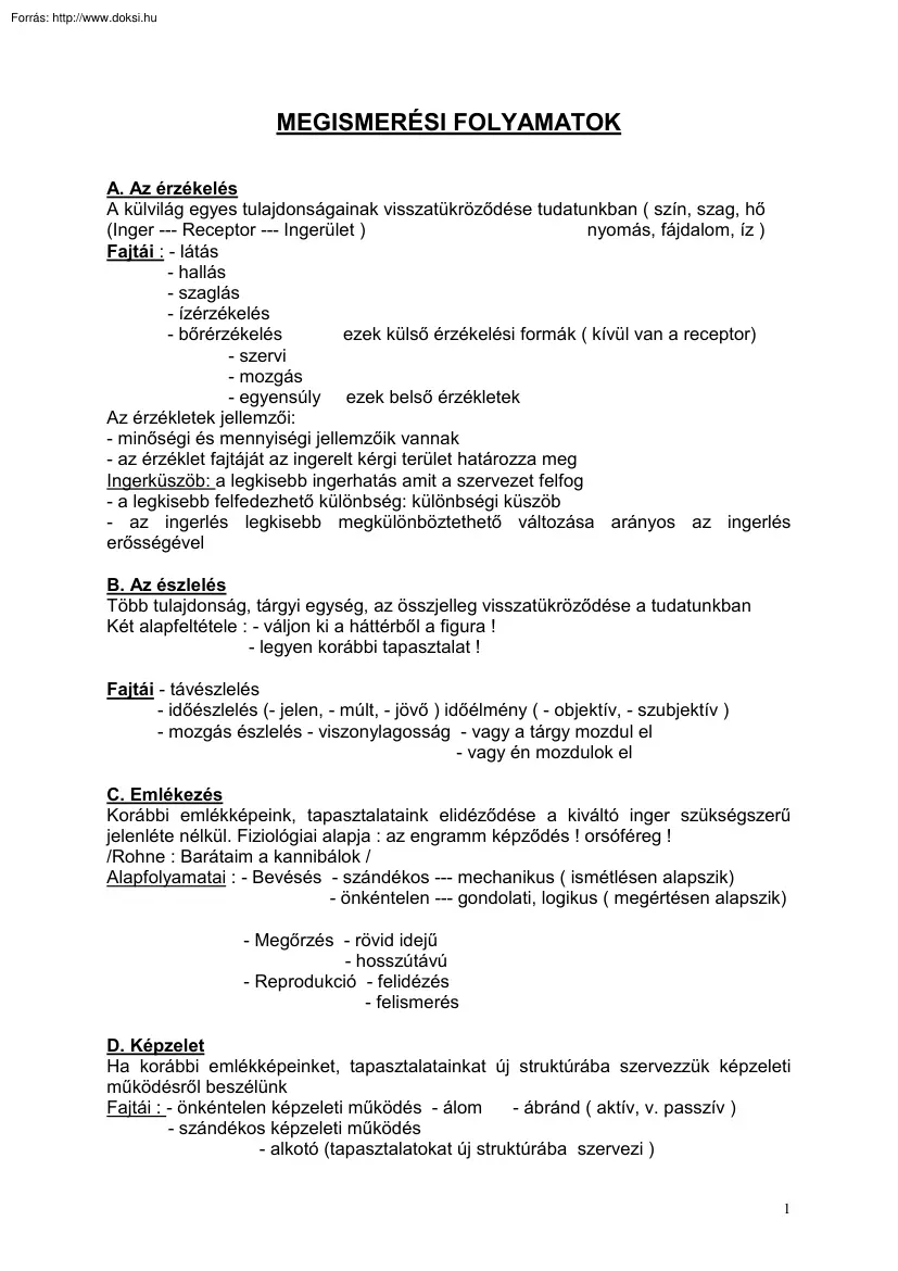 Megismerési folyamatok