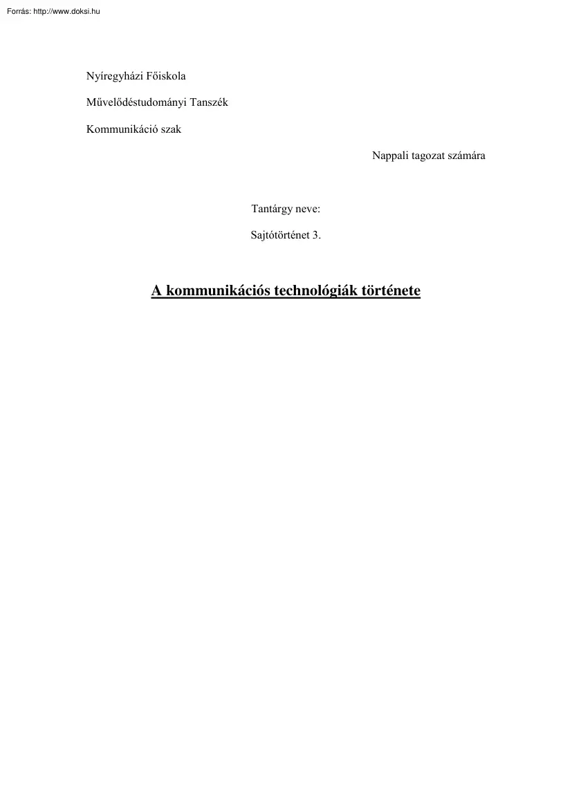 A kommunikációs technológiák története