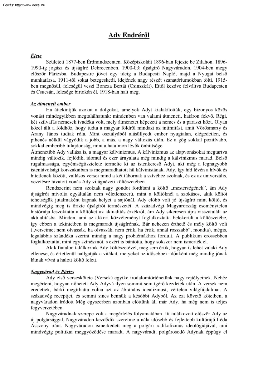 Ady Endréről