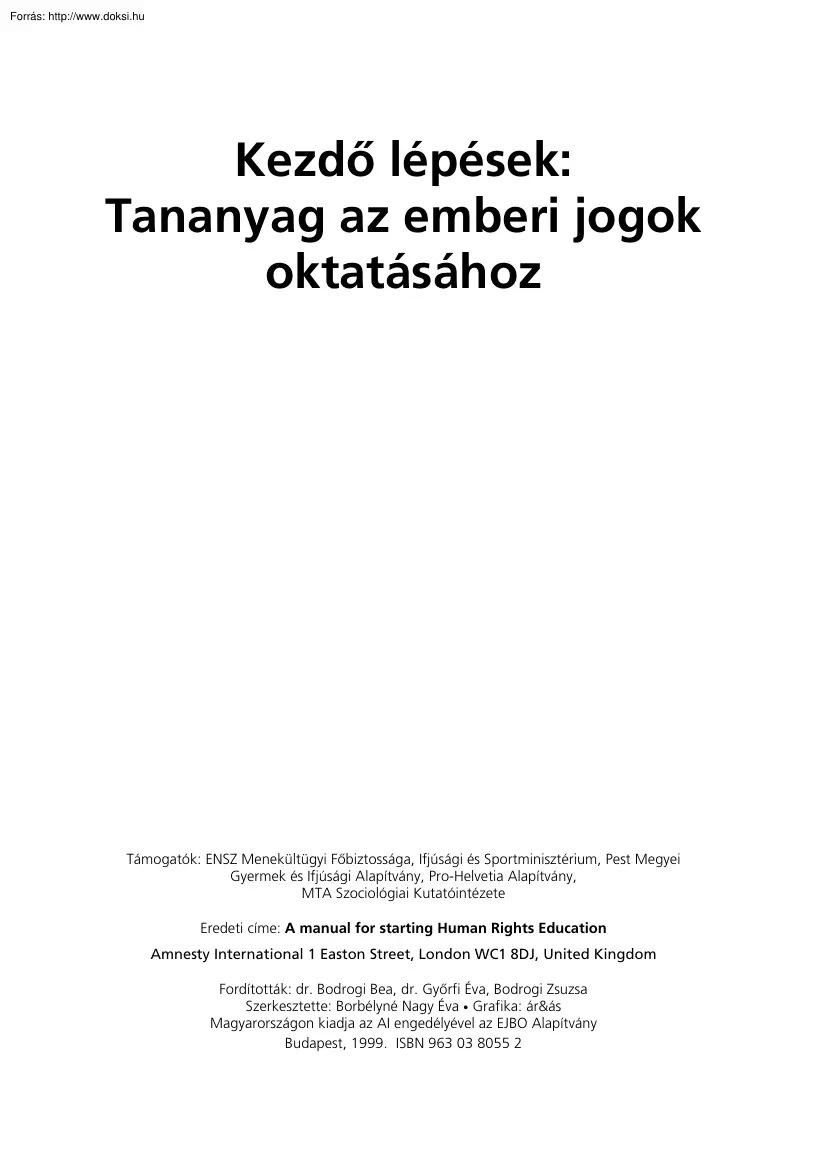 Tananyag az emberi jogok oktatásához
