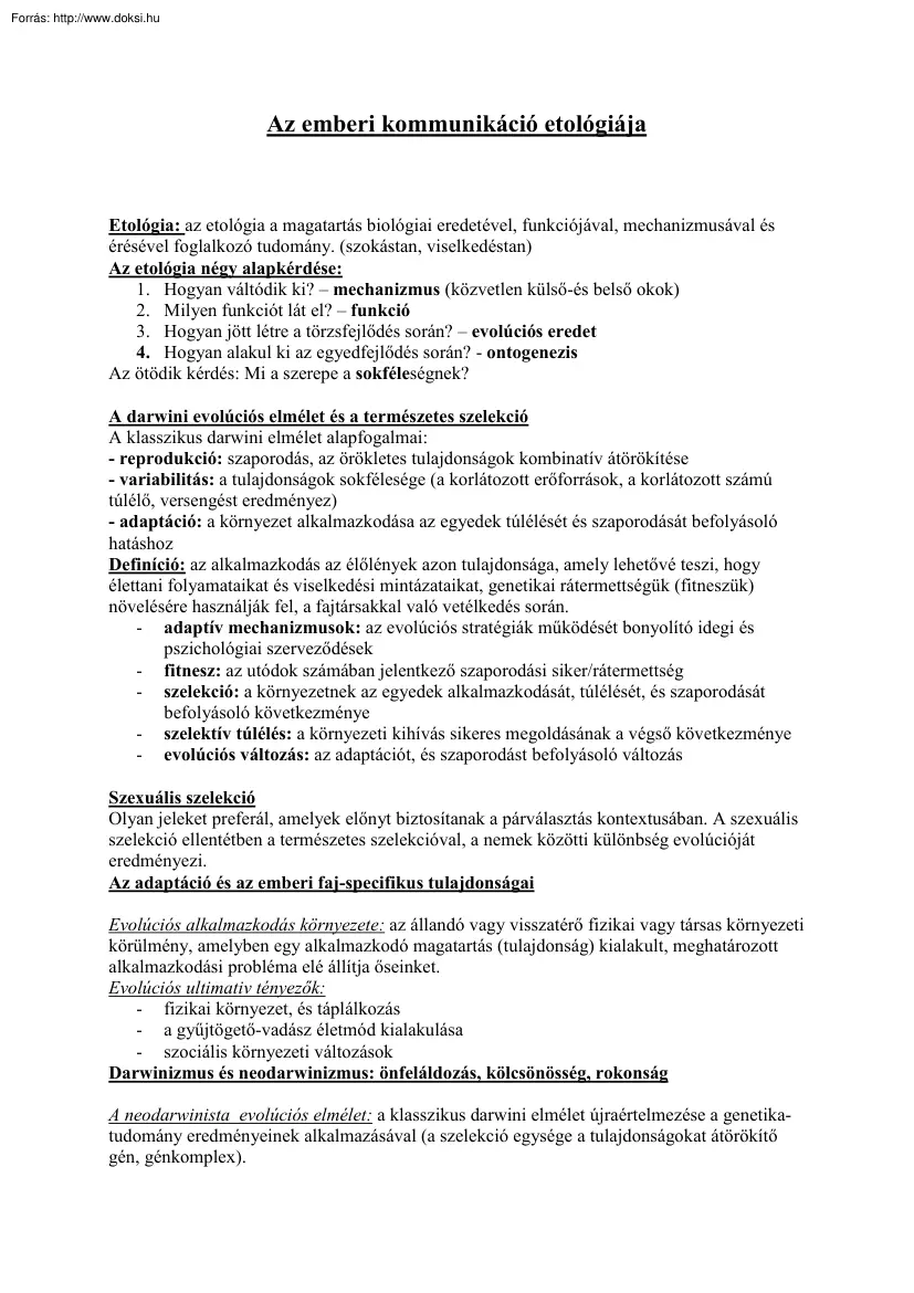 Az emberi kommunikáció etológiája