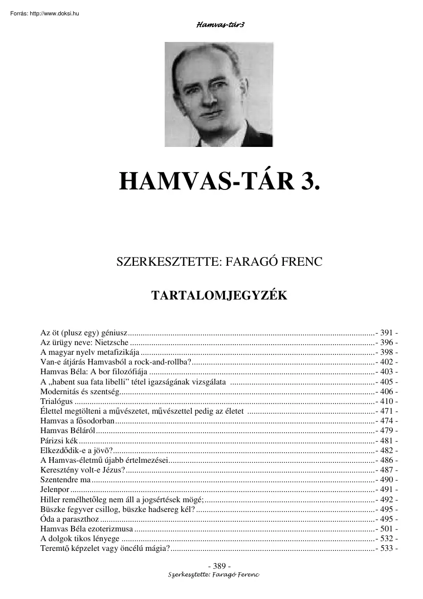 Faragó Ferenc - Hamvas tár 3